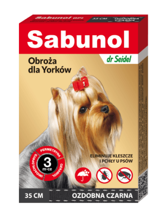 DR SEIDEL Sabunol obroża przeciw kleszczom i pchłom dla Yorków czarna 35cm 