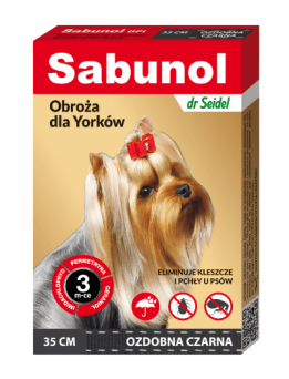 DR SEIDEL Sabunol obroża przeciw kleszczom i pchłom dla Yorków czarna 35cm 
