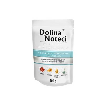 DOLINA NOTECI pies dla małych ras cielęcina, pomidor i makaron 100g