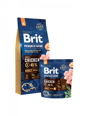 BRIT PREMIUM by Nature Adult M  - dla dorosłych psów ras średnich 15kg