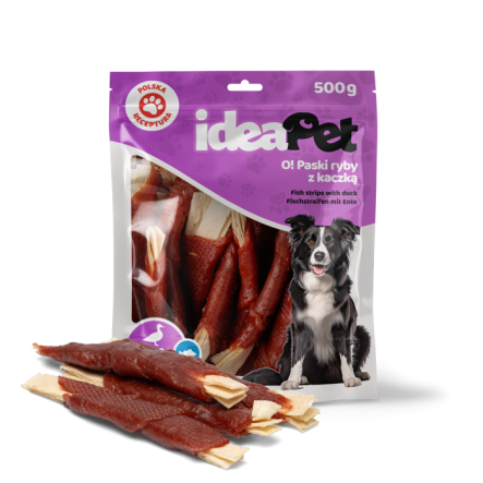Przysmak IdeaPet 500g paski ryby zawij. kaczką New