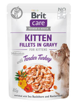 Brit Care  Kitten Fillets in Gravy with Tender Turkey 85g