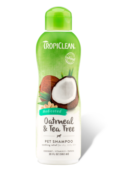 TROPICLEAN Oatmeal & Tea Tree Pet Shampoo 355ml - szampon łagodzący swędzącą skórę, łuszczenie oraz łupież pies