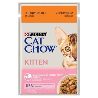 Purina CAT CHOW 85g Kitten z indykiem i cukinią w galaretce