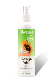TROPICLEAN Papaya Mist Deodorizing Pet Spray 236ml - preparat eliminujący nieprzyjemne zapachy o zapachu PAPAI dla psów, kotów i małych gryzoni.