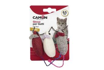 Camon cat toy myszki kolor juta 3szt